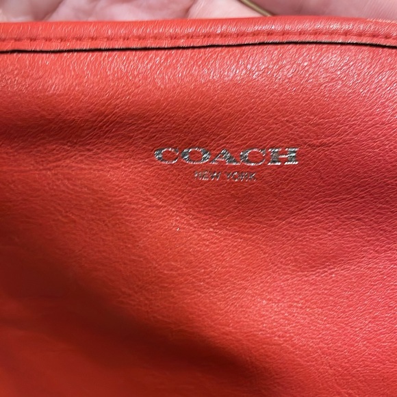 Coach Legacy Leather Large Duffle Hobo Slouch Purse Vermillion Orange - Picture 7 of 14